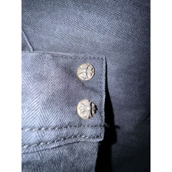 Chrome Hearts Black Denim Shirt Jacket With Quilted Lining & Silver Button Detai - Picture 16 of 16